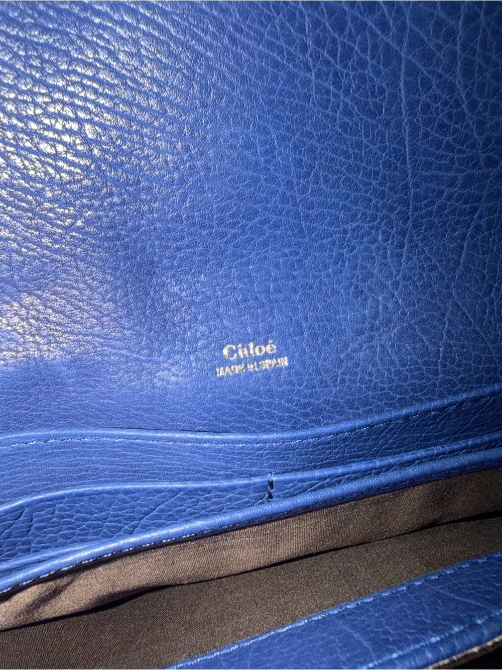 Chole Aurore  wallet Blue Calfskin Leather Crossbody Wallet with Gold Hardware